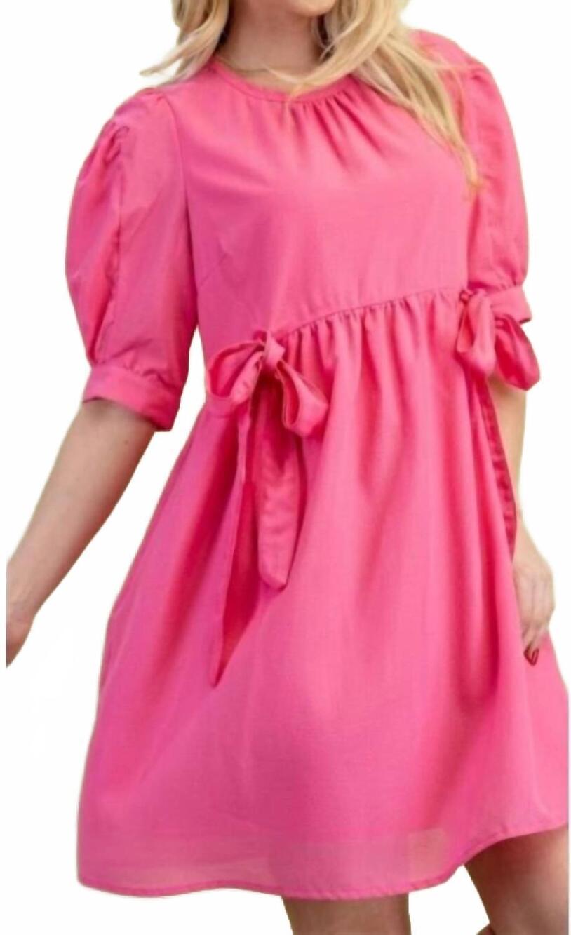 NEW GIGIO puff sleeve mini dress in pink